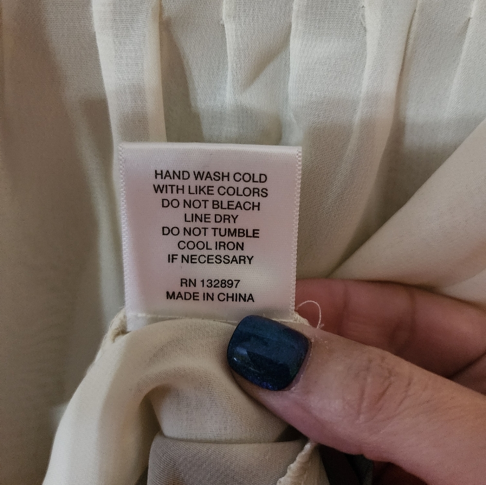 Rose & Olive Ombre Ivory and Dark Green Blouse with Tie Collar - Picture 5 of 6